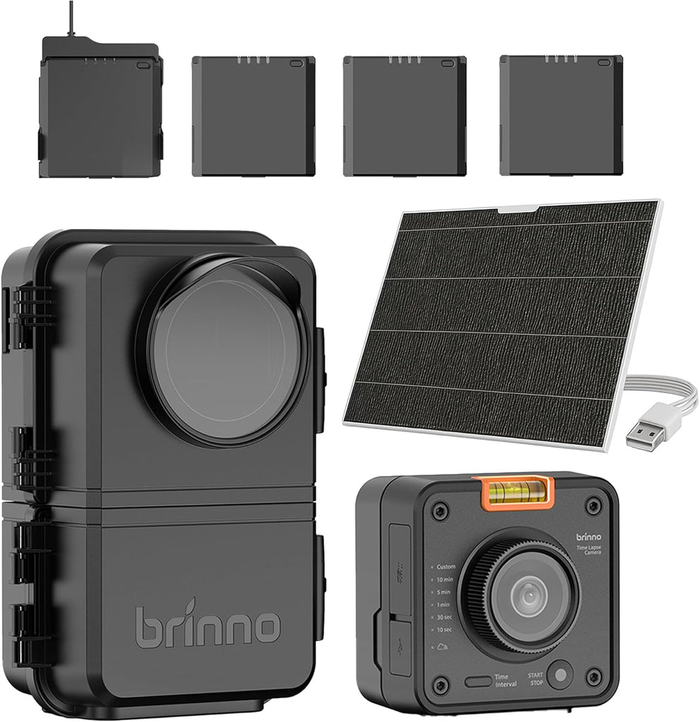 Brinno BCC5000 + APB1000 + ASP1000-P - Time Lapse Construction Camera - Rechargeable Battery & Solar Panel Kit Bundle with Mount