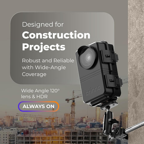 Brinno BCC5000 + APB1000 + ASP1000-P - Time Lapse Construction Camera - Rechargeable Battery & Solar Panel Kit Bundle with Mount